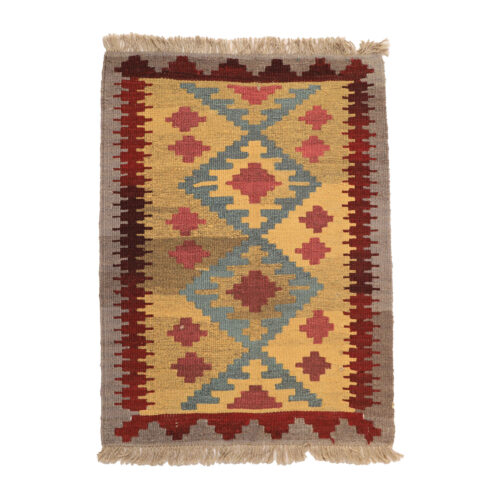 Yellow Fars Qashqai Geometric Kilim Rug – Handwoven Persian Wool