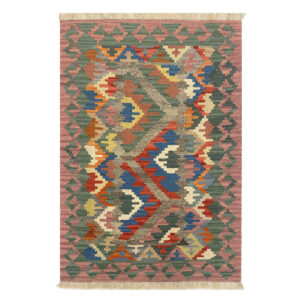 Firuzabad Qashqai Geometric Kilim Rug – Genuine Handwoven Persian Wool