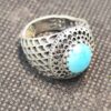Persian Neyshabur Turquoise Silver Ring for Men Model Sun