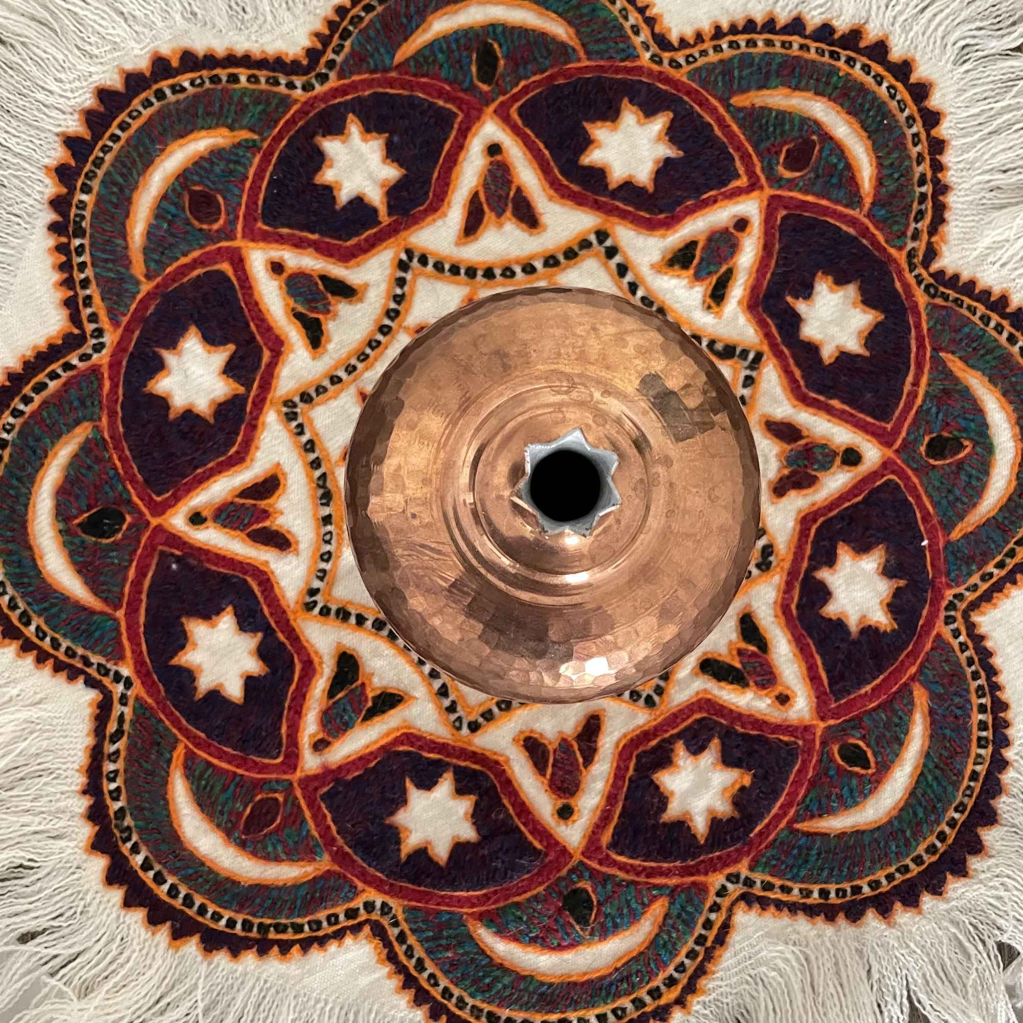 Persian Pateh Tablecloth in Kerman Embroidery Art Handcrafted Mandala
