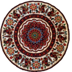 Persian Pateh Tablecloth in Kerman Embroidery Art Handcrafted Paisley