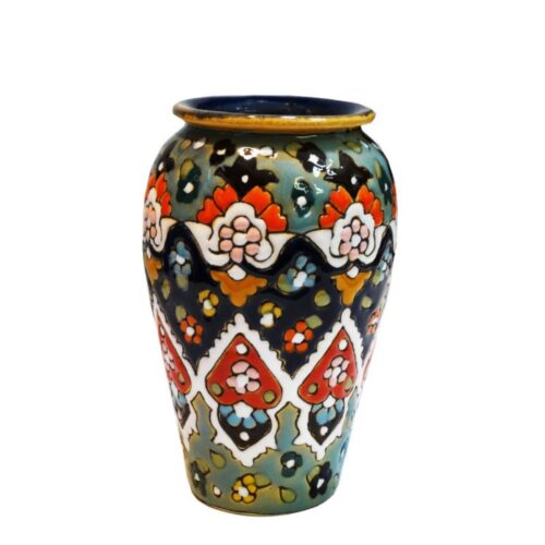 Persian Pottery Makeup Brush Holder in Persian Minakari Handcrafted