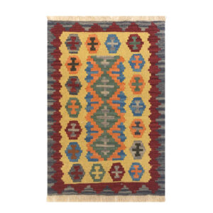 Yellow Fars Qashqai Geometric Kilim Rug – Handwoven Persian Wool