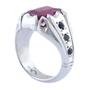 Persian Red Natural Ruby Silver Ring Elegance for Men Handcrafted