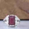 Persian Red Natural Ruby Silver Ring Elegance for Men Handcrafted