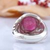 Persian Red Ruby Silver Ring Elegance for Men Handcrafted