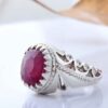 Persian Red Ruby Silver Ring Elegance for Men Handcrafted