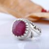 Persian Red Ruby Silver Ring Elegance for Men Handcrafted