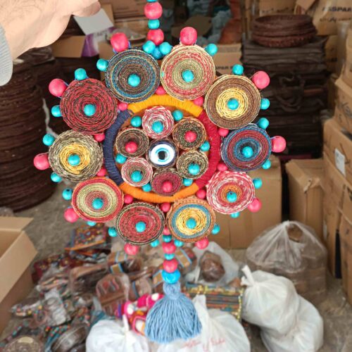 Large Traditional Evil Eye Thread Wall Hanging for Persian Home Decor