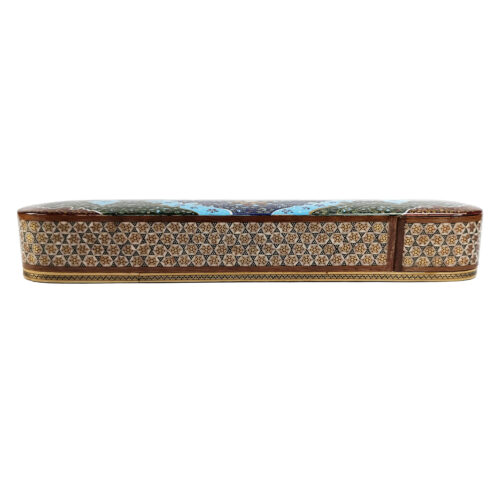 Persian Wooden Pencil Box Handcrafted with Khatamkari Art Azin