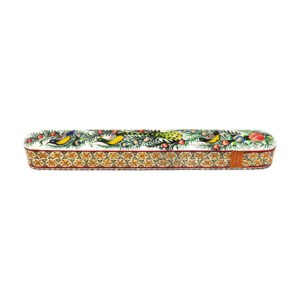 Persian Wooden Pencil Box Handcrafted Khatamkari with Sliding Lid