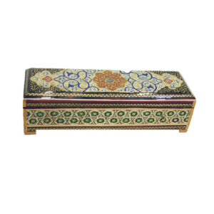 Persian Wooden Pencil Box Handcrafted with Khatamkari Art Pardis