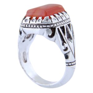 Persian Yemeni Aqeeq Silver Ring for Men Handcrafted