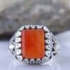 Persian Yemeni Aqeeq Silver Ring for Men Handcrafted