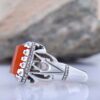 Persian Yemeni Aqeeq Silver Ring for Men Handcrafted
