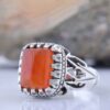 Persian Yemeni Aqeeq Silver Ring for Men Handcrafted