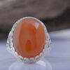 Persian Yemeni Aqeeq Silver Ring for Men Handcrafted Model Palace