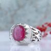 Red Ruby Silver Ring Elegance for Men Handcrafted