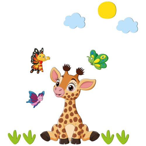 MDF Giraffe Nursery Wall Decals – Cute Removable Baby Room Design