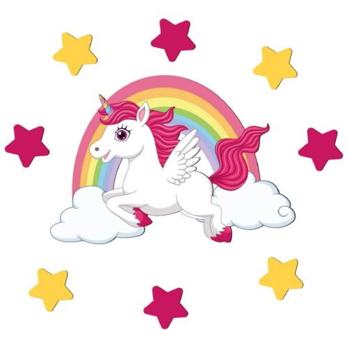 MDF Unicorn Nursery Wall Decals – Cute Removable Baby Room Design