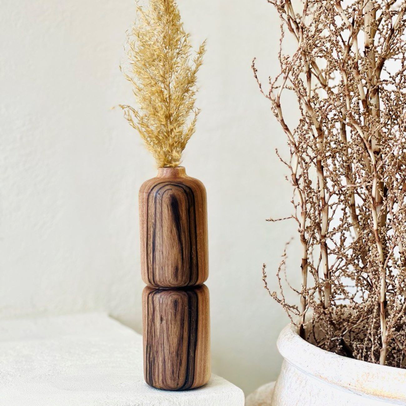Rustic Decorative Bud Vase, Handcrafted from Natural Solid Wood with a Minimalist and Organic Design