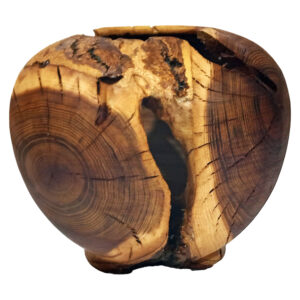 Set of Handcrafted Decorative Wooden Vases, Made from Natural Solid Blackberry Wood with a Minimalist Bulbous Shape