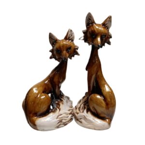 Set of 2 Animal Fox Figurines Decorative – Realistic Creature Art
