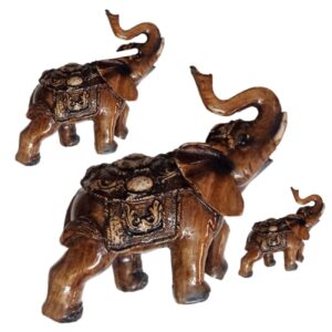 Set of 3 Decorative Elephant Figurines – Feng Shui Animal Sculptures
