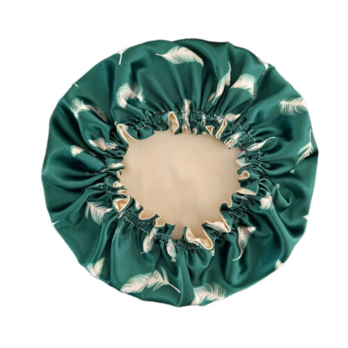 Women's Silk Satin Bonnet with Feather Motif Design