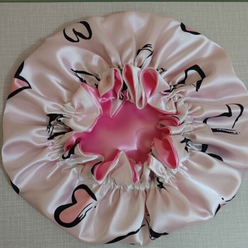 Silk Satin Bonnet with Heart Design for Women's Hair Protection