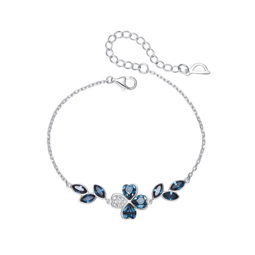 Women's Silver Chain Bracelet with Floral Charm – Bohemian Jewelry