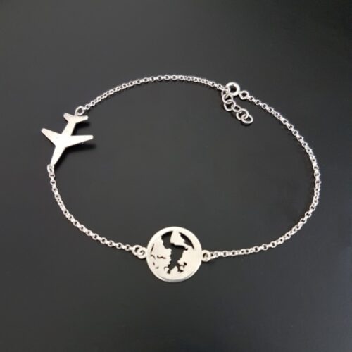 Steel Anklet for Women with Silver Airplane Design