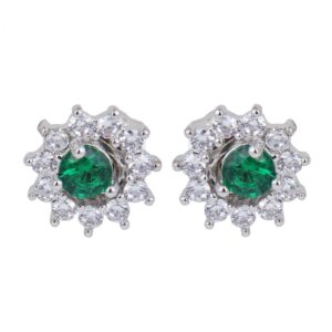 Steel Stud Earrings for Women with Quartz Gemstone