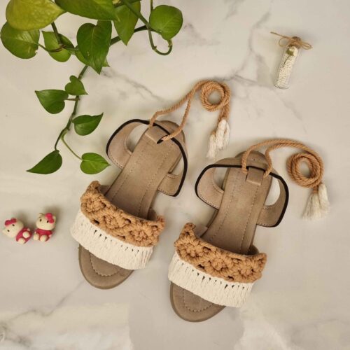 Strappy Macrame Sandals Sling Back Handmade Model DNA
