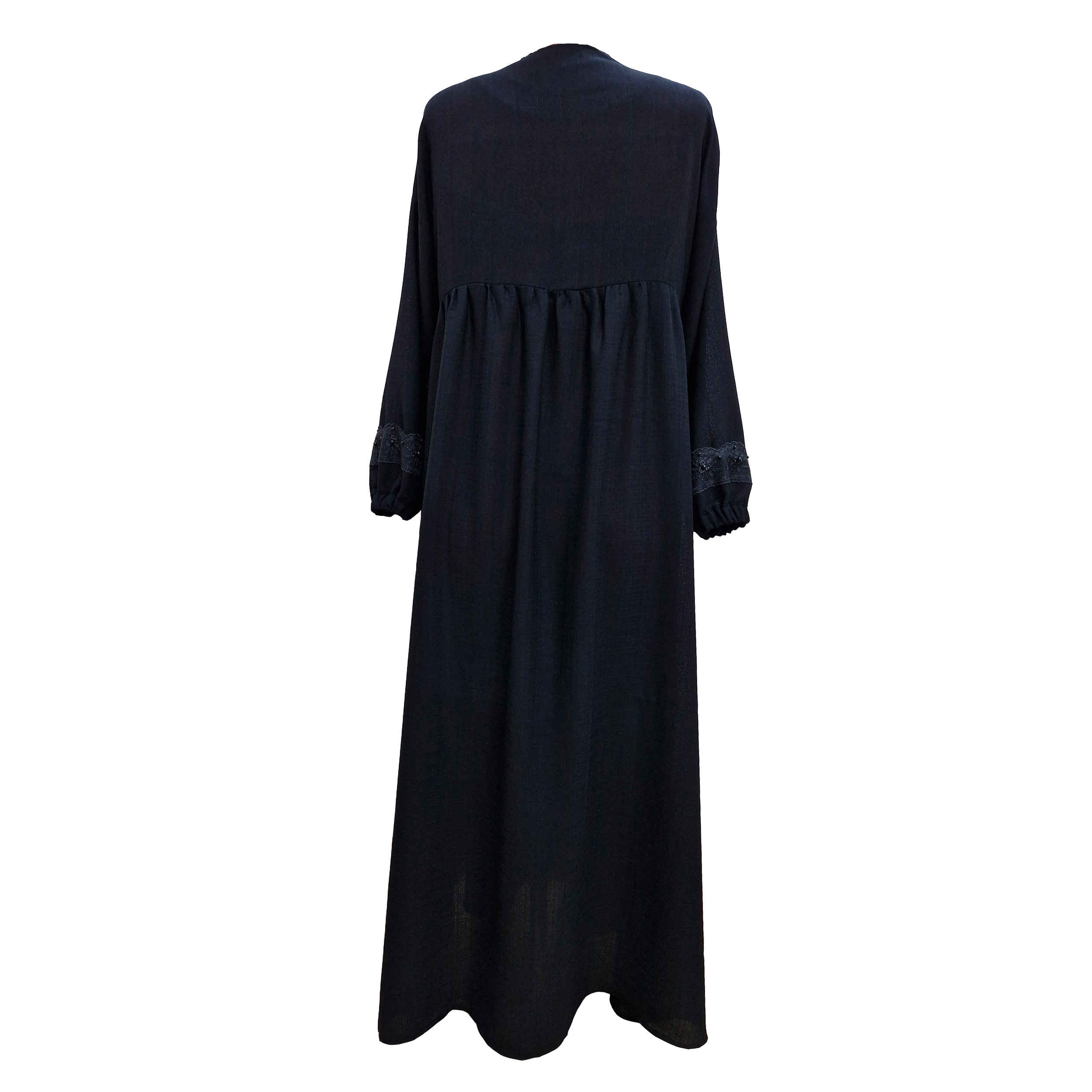 Stylish Loose Fit Abaya for Muslim Women in Black Crepe Fabric