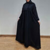 Stylish Loose Fit Abaya for Muslim Women in Black Crepe Fabric