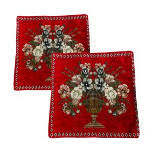 Velvet Cushion Cover One-Sided – Flower Vase Design (Set of 2)