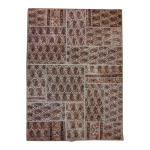 Vintage Persian Hand-Knotted Patchwork Carpet Geometric Paisley
