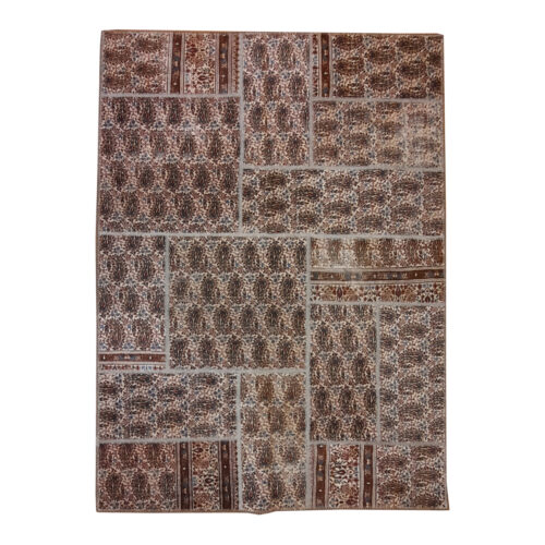 Vintage Persian Hand-Knotted Patchwork Carpet Geometric Paisley
