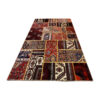 Vintage Persian Hand-Knotted Patchwork Carpet Geometric Red