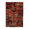 Vintage Persian Hand-Knotted Patchwork Carpet Geometric Red