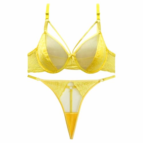 Women’s Guipure Lace Bra and Thong Set – Delicate Floral Lingerie