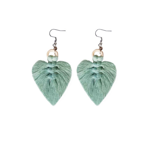 Women’s Macrame Earrings Handmade with Leaf Design