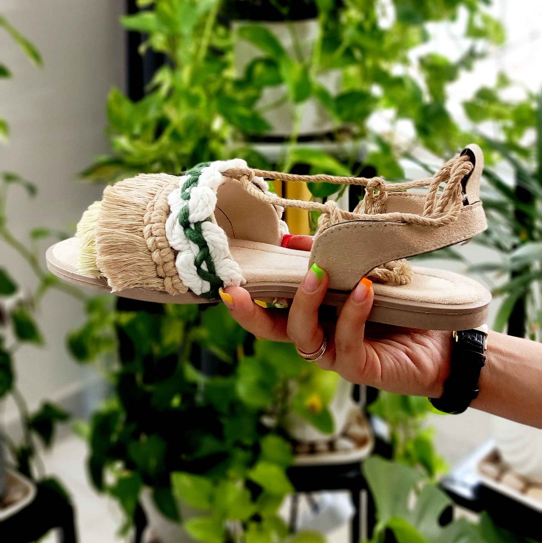 Women’s Macrame Sling Back Sandals Handmade Model Art