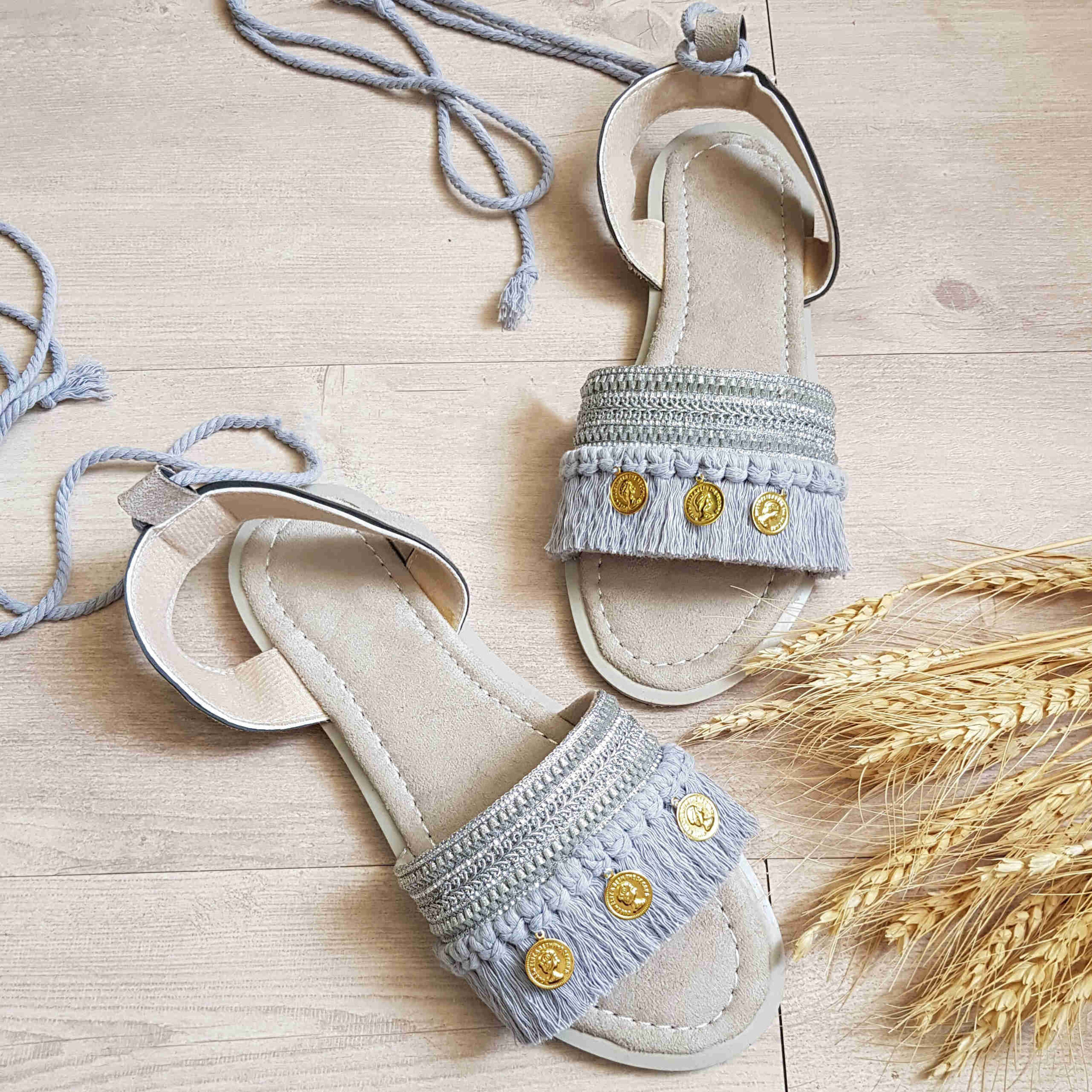 Women’s Macrame Sling Back Sandals Handmade Model Coin