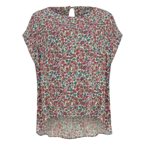 Women's Paisley and Floral Short Sleeve Cotton Shirt with Regular Fit
