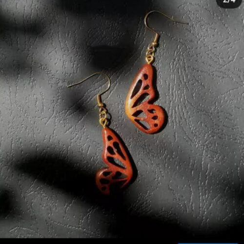 Women's Wooden Earrings Handcrafted with Butterfly Design