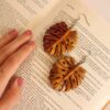 Women's Wooden Earrings Handcrafted with Leaf Design
