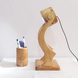 Funky Wooden Adjustable Desk Reading Lamp with Pencil Organizer
