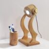 Architectural Minimalist Wooden Desk Lamp – Pencil Organizer Task Light